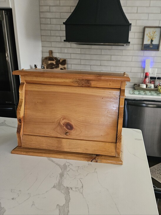 Other - Solid Wood Bread Box in Warm Honey Tone